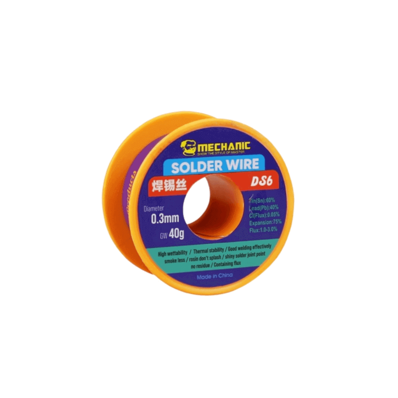 MECHANIC DS6 Solder Wire 0.5mm Diameter 60/40 Ratio (40gm) - DS6 قصدير ميكانيك ( 40 جرام )